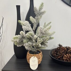Threshold Frosted Pine Tree in Woven Basket